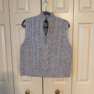 Gray Cable Knit Sweater Vest